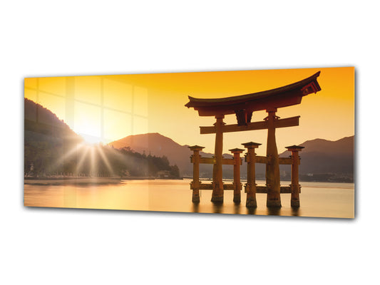 Arte mural con impresión en vidrio: imagen sobre vidrio de 125 x 50 cm (≈ 50” x 20”); Atardecer 14