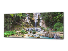 Glass Print Wall Art – Image on Glass 125 x 50 cm (? 50” x 20”) ; Waterfall