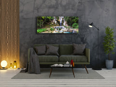 Glass Print Wall Art – Image on Glass 125 x 50 cm (? 50” x 20”) ; Waterfall