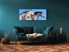 Glass Print Wall Art – Image on Glass 125 x 50 cm (≈ 50” x 20”) ; Horses 6