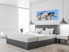 Glass Print Wall Art – Image on Glass 125 x 50 cm (≈ 50” x 20”) ; Horses 6