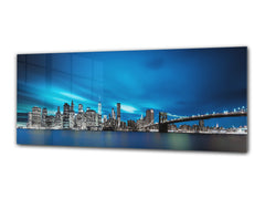 Glass Print Wall Art – Image on Glass 125 x 50 cm (? 50” x 20”) ; City by Night 32