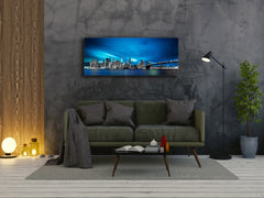 Glass Print Wall Art – Image on Glass 125 x 50 cm (? 50” x 20”) ; City by Night 32