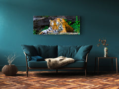 Glass Print Wall Art – Image on Glass 125 x 50 cm (? 50” x 20”) ; Tiger 3