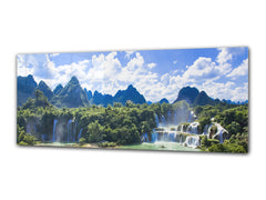 Glass Print Wall Art – Image on Glass 125 x 50 cm (? 50” x 20”) ; Waterfall