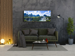 Glass Print Wall Art – Image on Glass 125 x 50 cm (? 50” x 20”) ; Waterfall