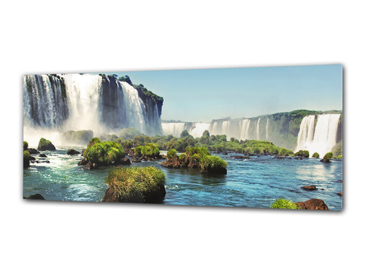 Wandbild auf Glas, 125 x 50 cm (≈ 50 x 20 Zoll), Wasserfall 1