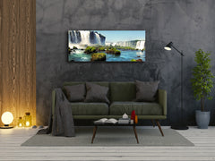 Wall Art Glass Print Picture 125 x 50 cm (? 50” x 20”) ; Waterfall 1