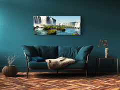 Wall Art Glass Print Picture 125 x 50 cm (? 50” x 20”) ; Waterfall 1