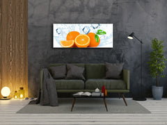 Arte mural con impresión en vidrio: imagen sobre vidrio, 125 x 50 cm (≈ 50” x 20”), color naranja