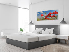 Arte mural con impresión en vidrio: imagen sobre vidrio de 125 x 50 cm (≈ 50” x 20”); Amapolas 2