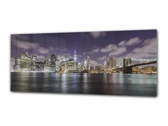 Arte mural con impresión en vidrio: imagen sobre vidrio de 125 x 50 cm (≈ 50” x 20”); Ciudad de noche 8