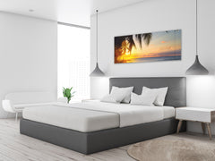 Cuadro de pared tras cristal templado 125 x 50 cm (≈ 50” x 20”) ; Palmeras 1