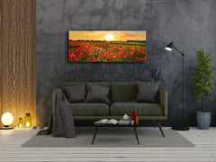 Glass Print Wall Art – Image on Glass 125 x 50 cm (? 50” x 20”) ; Poppies 4