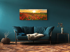 Glass Print Wall Art – Image on Glass 125 x 50 cm (? 50” x 20”) ; Poppies 4