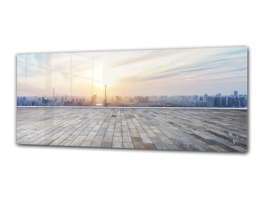 Wall Picture behind Tempered Glass 125 x 50 cm (? 50” x 20”) ; City 4