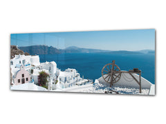 Cuadro de pared tras cristal templado 125 x 50 cm (≈ 50” x 20”); Isla griega