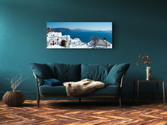 Cuadro de pared tras cristal templado 125 x 50 cm (≈ 50” x 20”); Isla griega