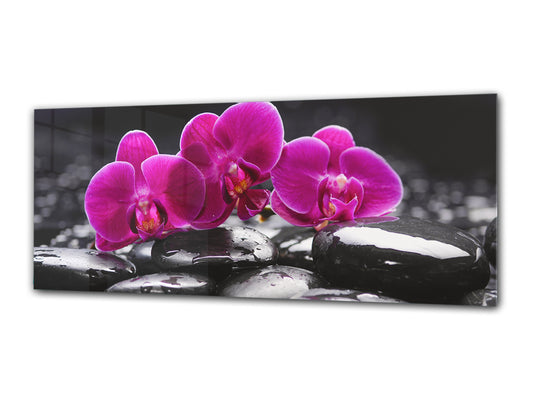Glass Print Wall Art – Image on Glass 125 x 50 cm (? 50” x 20”) ; Orchid 5