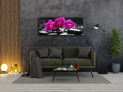 Arte mural con impresión en vidrio: imagen sobre vidrio de 125 x 50 cm (≈ 50” x 20”); Orquídea 5