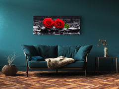 Arte mural con impresión en vidrio: imagen sobre vidrio, 125 x 50 cm (≈ 50” x 20”); Rosa 1
