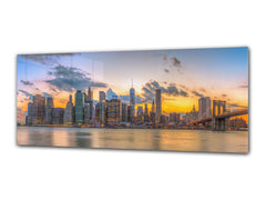 Arte mural con impresión en vidrio: imagen sobre vidrio, 125 x 50 cm (≈ 50” x 20”); Ciudad 9