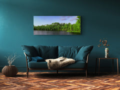 Arte mural con impresión en vidrio: imagen sobre vidrio, 125 x 50 cm (≈ 50” x 20”); Bosque 1