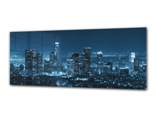 Wandbild, Glasdruck, 125 x 50 cm (≈ 50 x 20 Zoll), Stadt bei Nacht 17