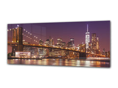Wall Art Glass Print Picture 125 x 50 cm (? 50” x 20”) ; City by night 14