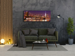 Wall Art Glass Print Picture 125 x 50 cm (? 50” x 20”) ; City by night 14