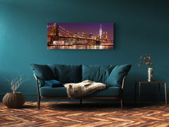 Wall Art Glass Print Picture 125 x 50 cm (? 50” x 20”) ; City by night 14