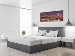 Wall Art Glass Print Picture 125 x 50 cm (? 50” x 20”) ; City by night 14
