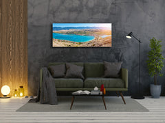 Arte mural con impresión en vidrio: imagen sobre vidrio de 125 x 50 cm (≈ 50” x 20”); Lago 5