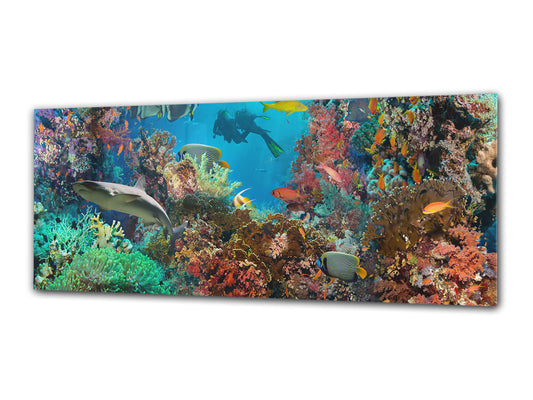 Arte mural con impresión en vidrio: imagen sobre vidrio de 125 x 50 cm (≈ 50” x 20”); Mar 5