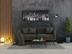 Arte mural con impresión en vidrio: imagen sobre vidrio de 125 x 50 cm (≈ 50” x 20”); Ciudad de noche 4