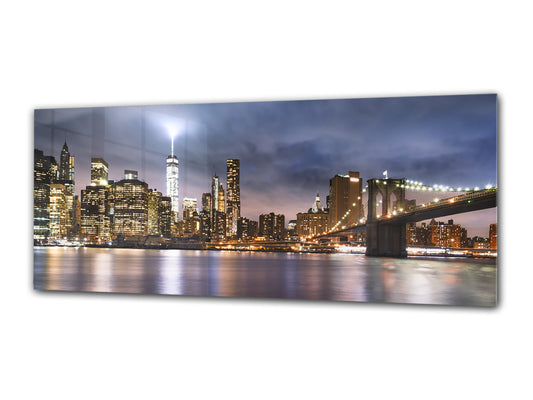 Glass Print Wall Art – Image on Glass 125 x 50 cm (? 50” x 20”) ; City by night 11