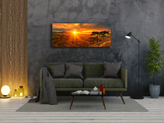 Arte mural con impresión en vidrio: imagen sobre vidrio de 125 x 50 cm (≈ 50” x 20”); Atardecer 7