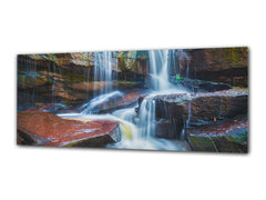 Glass Print Wall Art – Image on Glass 125 x 50 cm (? 50” x 20”) ; Waterfall