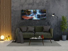 Glass Print Wall Art – Image on Glass 125 x 50 cm (? 50” x 20”) ; Waterfall