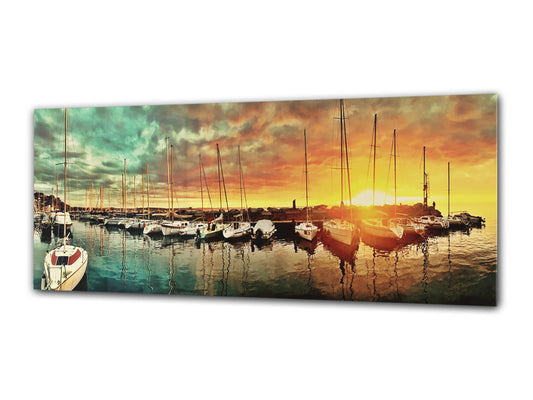 Wandkunst, Glasdruckbild, 125 x 50 cm (≈ 50 x 20 Zoll); Marina