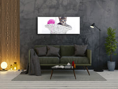 Glass Print Wall Art – Image on Glass 125 x 50 cm (? 50” x 20”) ; Kitty 2