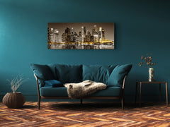 Arte mural con impresión en vidrio: imagen sobre vidrio de 125 x 50 cm (≈ 50” x 20”); Ciudad de noche 19
