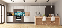 Contemporary glass kitchen panel - Wide format wall backsplash Colourful abstractions Series: New ocean briefing