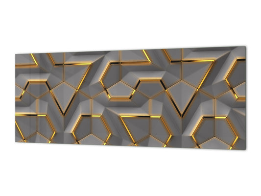 Panel de cocina de vidrio contemporáneo - Salpicadero de pared de gran formato con o sin propiedades magnéticas - Serie Variedad Colorida: Módulos geométricos brillantes