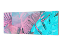 Printed glass horizontal splashback - Tempered Glass Wall Panel Cities Series BBS22: Vintage leaves and patterns Series: Gradient jungle