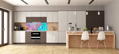 Printed glass horizontal splashback - Tempered Glass Wall Panel Cities Series BBS22: Vintage leaves and patterns Series: Gradient jungle