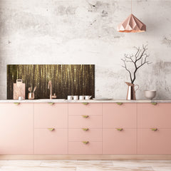 Design glass backsplash - Tempered Glass splashback - Golden Waves Series: Gold glitter