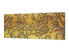 Stylish glass backsplash - Photo glass upstand w/wo magnetic properties - Decorative Surfaces Series: Metal flowers