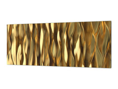 Design glass backsplash - Tempered Glass splashback - Golden Waves Series: Liquid gold 1