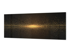 Design glass backsplash - Tempered Glass splashback - Golden Waves Series: Sparkling golden dust